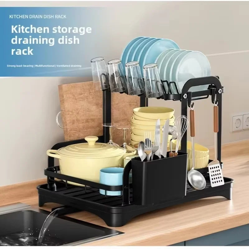 Kitchen countertop drain rack household dishes rack bowls and plates storage rack bowls chopsticks knife and fork storage rack