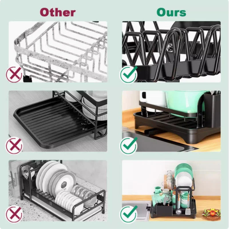 Kitchen countertop drain rack household dishes rack bowls and plates storage rack bowls chopsticks knife and fork storage rack