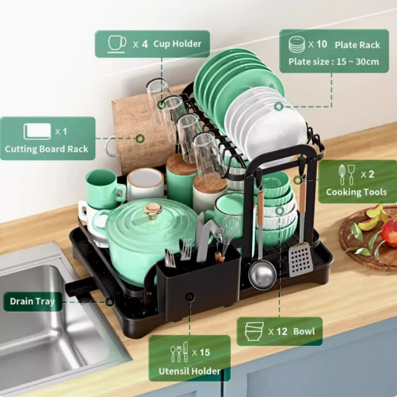 Kitchen countertop drain rack household dishes rack bowls and plates storage rack bowls chopsticks knife and fork storage rack