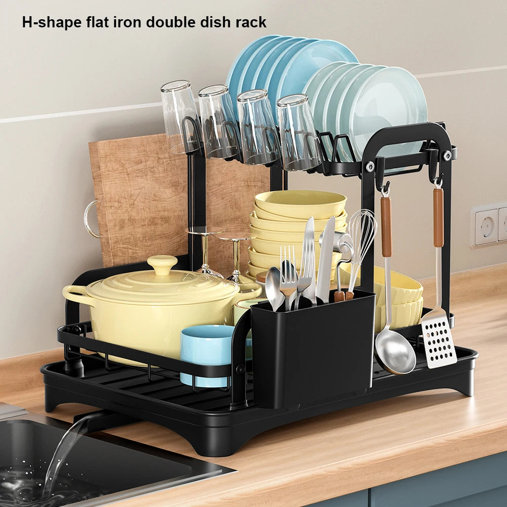 Kitchen countertop drain rack household dishes rack bowls and plates storage rack bowls chopsticks knife and fork storage rack