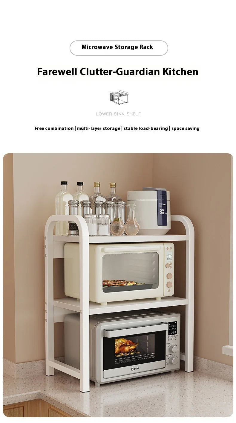 Kitchen Elevated Design Seasoning Rack Microwave Storage RackBilayer Oven Modern Minimalism Kitchen Accessories Organizer