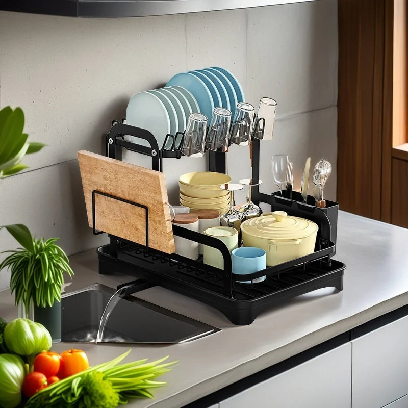 Kitchen countertop drain rack household dishes rack bowls and plates storage rack bowls chopsticks knife and fork storage rack