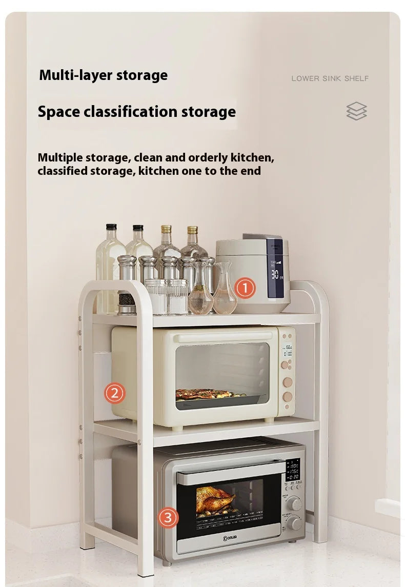 Kitchen Elevated Design Seasoning Rack Microwave Storage RackBilayer Oven Modern Minimalism Kitchen Accessories Organizer