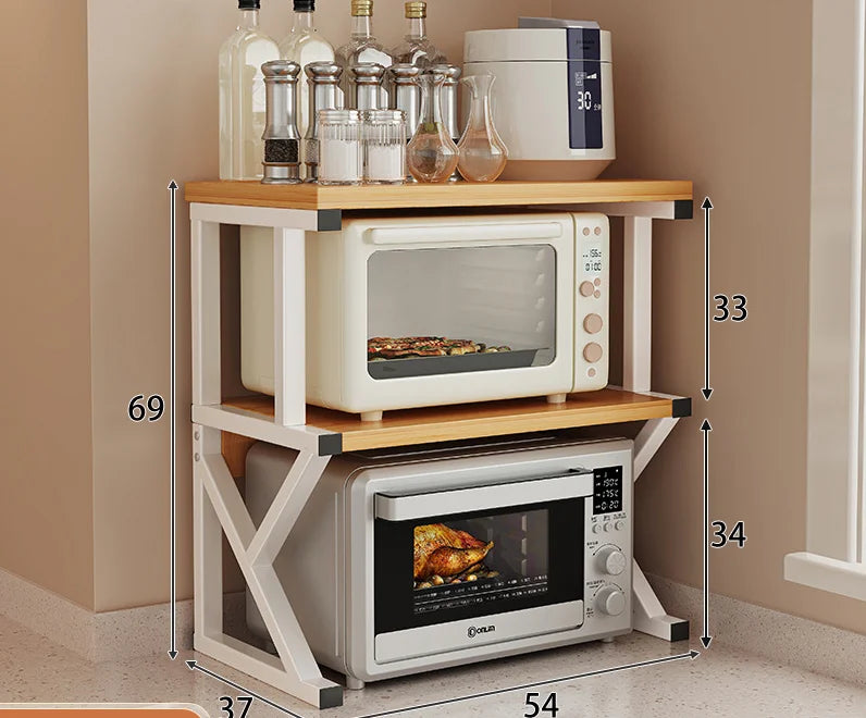Kitchen Elevated Design Seasoning Rack Microwave Storage RackBilayer Oven Modern Minimalism Kitchen Accessories Organizer