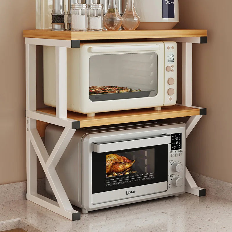 Kitchen Elevated Design Seasoning Rack Microwave Storage RackBilayer Oven Modern Minimalism Kitchen Accessories Organizer