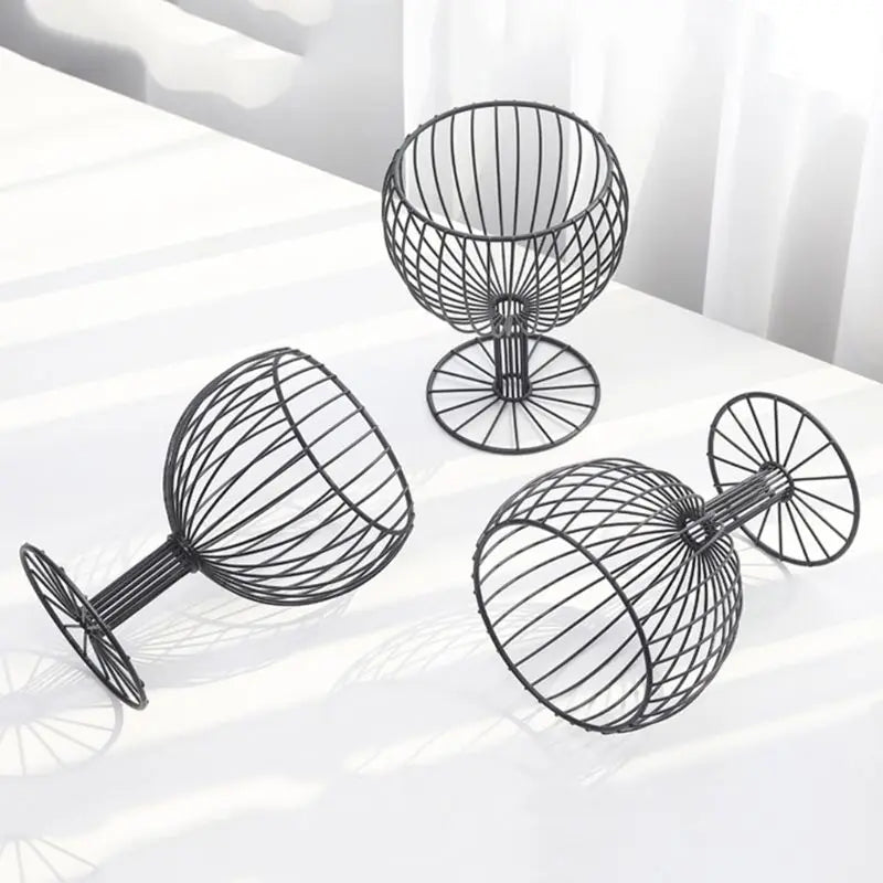 Kitchen Fruit bowl  like Wine Cup metal plates basket Bowls Geometric Crafts Vase for fruit Home Living Room Storage