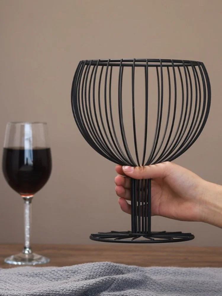Kitchen Fruit bowl  like Wine Cup metal plates basket Bowls Geometric Crafts Vase for fruit Home Living Room Storage