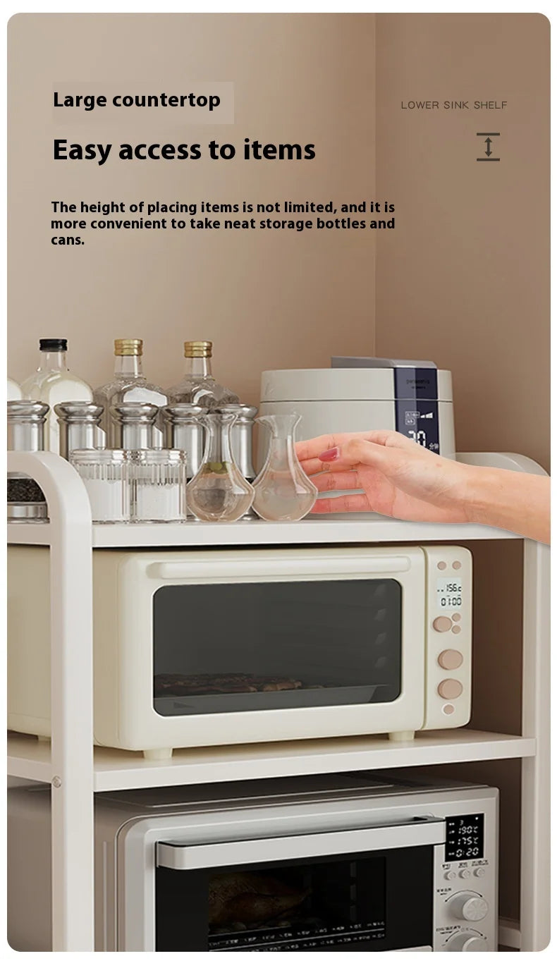 Kitchen Elevated Design Seasoning Rack Microwave Storage RackBilayer Oven Modern Minimalism Kitchen Accessories Organizer