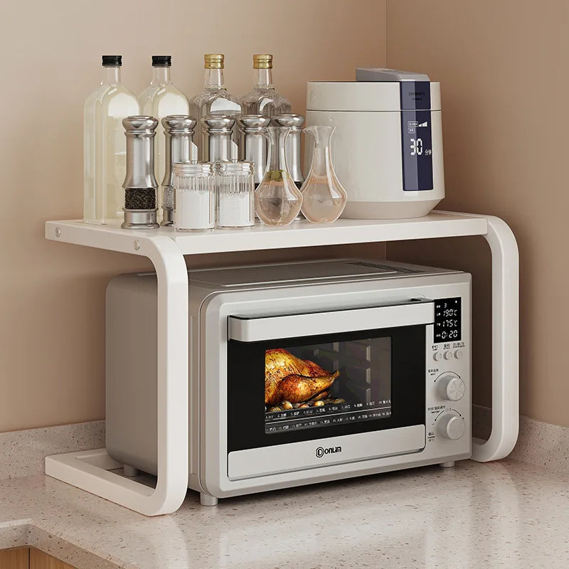 Kitchen Elevated Design Seasoning Rack Microwave Storage RackBilayer Oven Modern Minimalism Kitchen Accessories Organizer