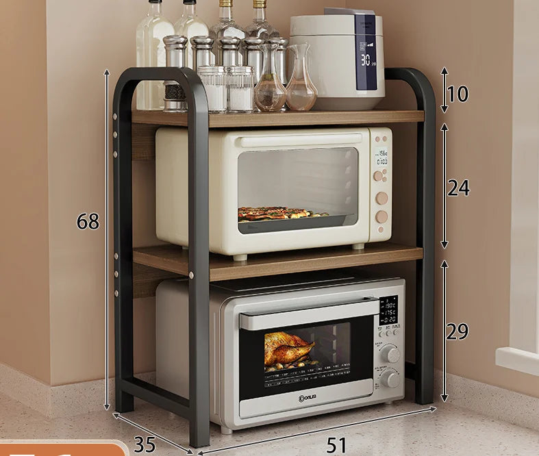 Kitchen Elevated Design Seasoning Rack Microwave Storage RackBilayer Oven Modern Minimalism Kitchen Accessories Organizer
