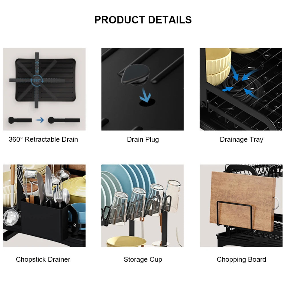 Kitchen countertop drain rack household dishes rack bowls and plates storage rack bowls chopsticks knife and fork storage rack