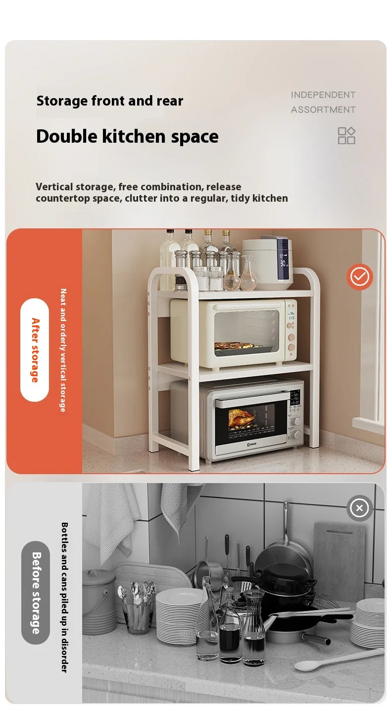 Kitchen Elevated Design Seasoning Rack Microwave Storage RackBilayer Oven Modern Minimalism Kitchen Accessories Organizer