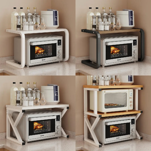 Kitchen Elevated Design Seasoning Rack Microwave Storage RackBilayer Oven Modern Minimalism Kitchen Accessories Organizer