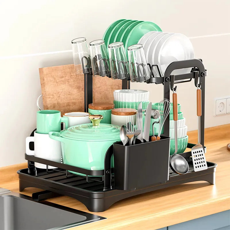 Kitchen countertop drain rack household dishes rack bowls and plates storage rack bowls chopsticks knife and fork storage rack