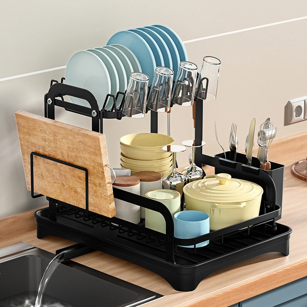 Kitchen countertop drain rack household dishes rack bowls and plates storage rack bowls chopsticks knife and fork storage rack