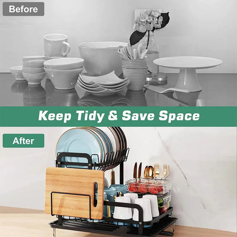 Kitchen countertop drain rack household dishes rack bowls and plates storage rack bowls chopsticks knife and fork storage rack