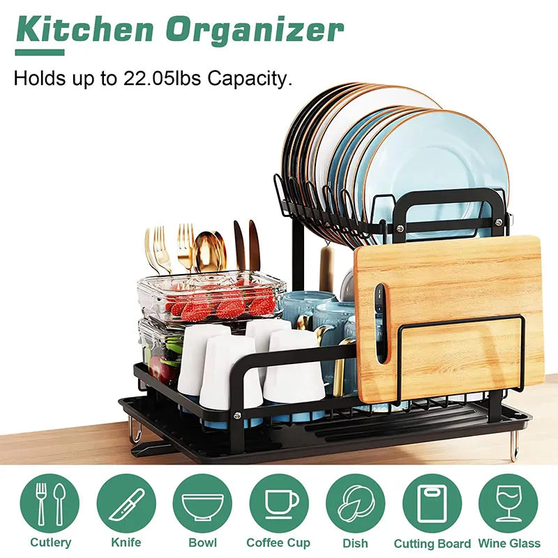 Kitchen countertop drain rack household dishes rack bowls and plates storage rack bowls chopsticks knife and fork storage rack